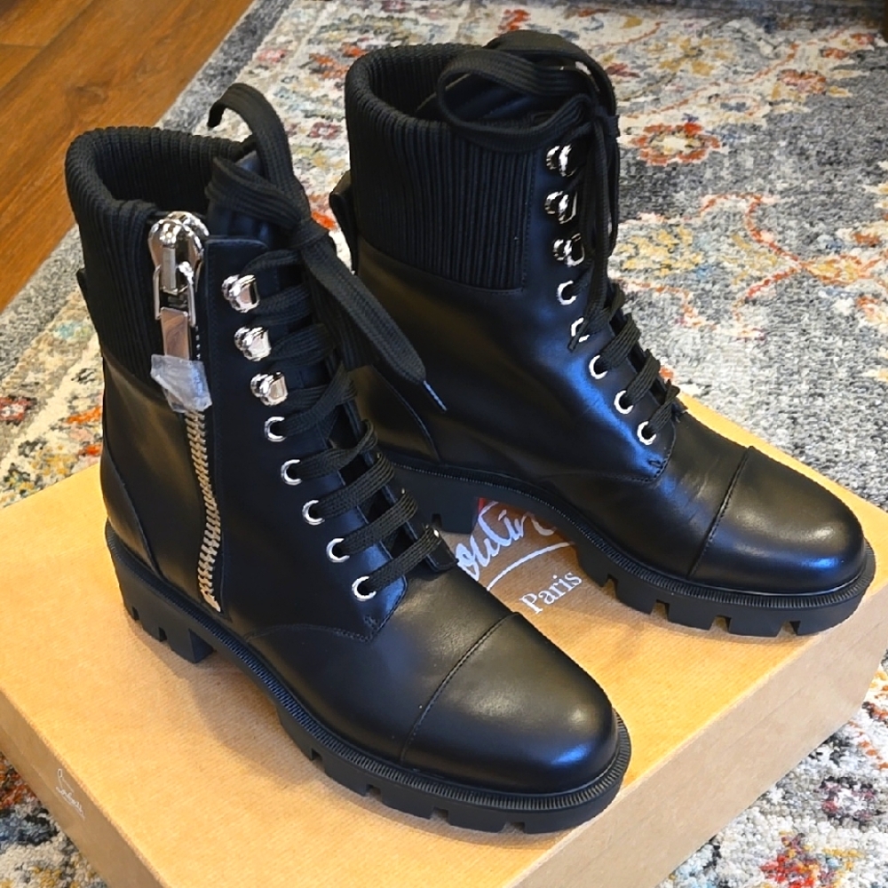 Christian louboutin ev hiver lug leather combat boots 37